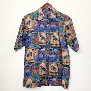 Tori Richard Marquises Hawaiian Men’s Shirt Short Sleeve Turtle Honolulu M Palm